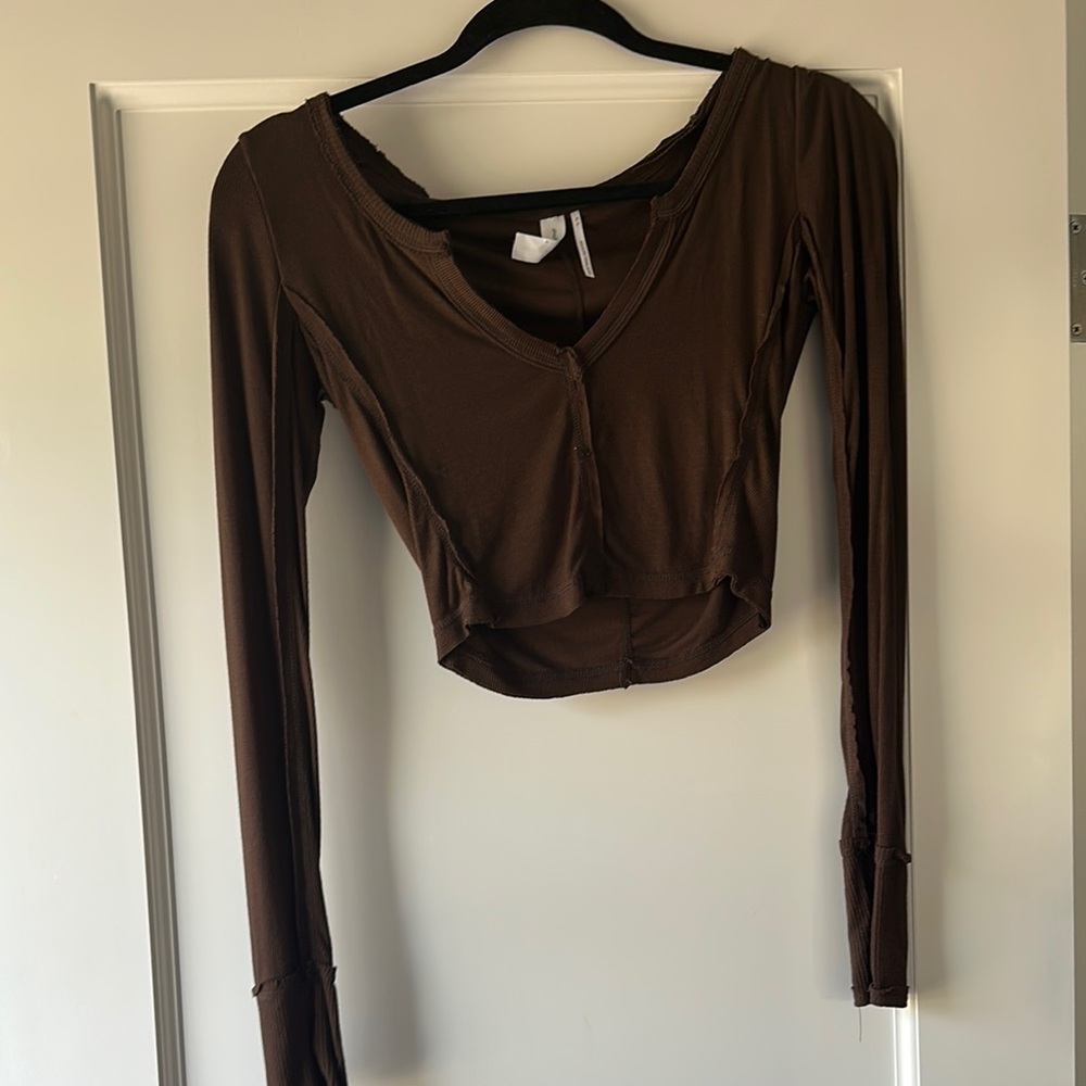 Brown Long Sleeve Women's Top
